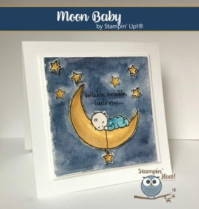 Moon Baby Stamp Set, Stampin' Up! 2017 Occasions Catalog, #StampinUp, #baby, #watercolor, Stesha Bloodhart, Stampin' Hoot!
