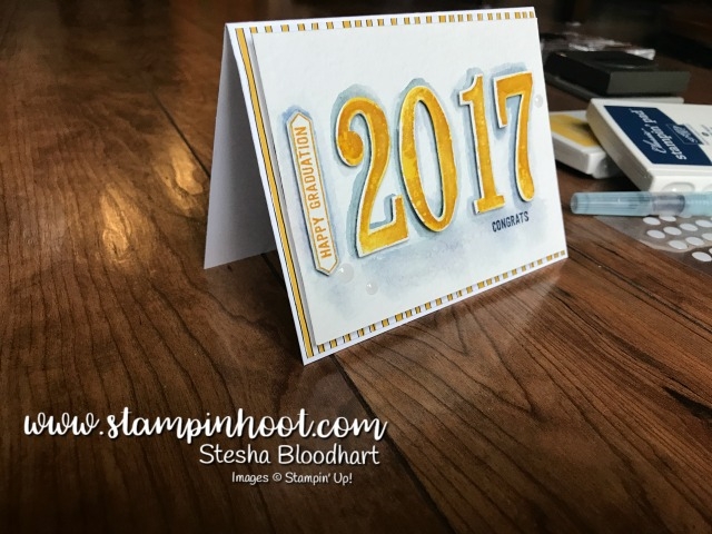 Stampin' Up! Large Numbers Framelits Dies are Perfect for a Quick Graduation Card of any Color! Stampin' Hoot! Stesha Bloodhart #stampinup #stampinhoot #graduation #handmadecard #watercolor