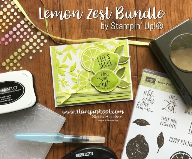 Stampin' Up! Lemon Zest Bundle Save 10% Lemon Zest Stamp Set and Lemon Builder Punch - Lemon-Lime Twist 2017-2019 In-Color Inspiration Station found at Stampin' Hoot! Stesha Bloodhart #stampinup #lemonzest #lemonlimetwist #steshabloodhart #stampinhoot #handmadecards 