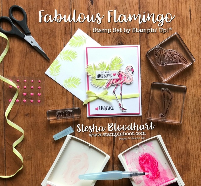 Fabulous Flamingo Stamp Set from Stampin' Up! Makes a great Thank You Card Thailand Style at Stampin' Hoot! Stesha Bloodhart for Kylie Bertucci's International Blog Highlights #stampinup #flamingo #fabulousflamingo #handmade #cards #steshabloodhart #stampinhoot