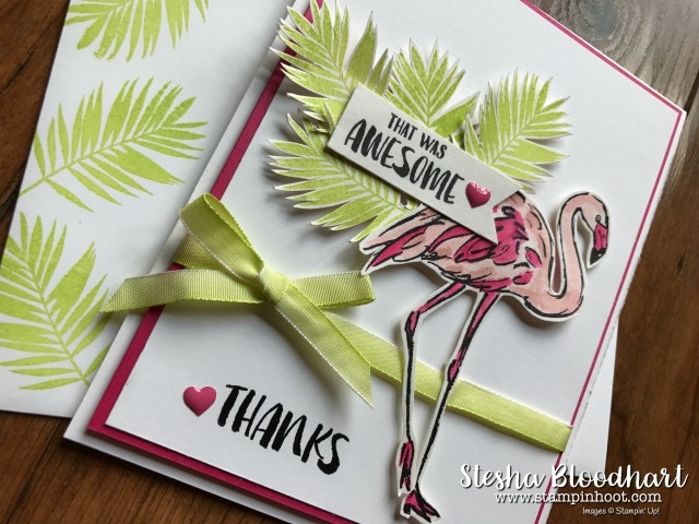 Fabulous Flamingo Stamp Set from Stampin' Up! Makes a great Thank You Card Thailand Style at Stampin' Hoot! Stesha Bloodhart for Kylie Bertucci's International Blog Highlights #stampinup #flamingo #fabulousflamingo #handmade #cards #steshabloodhart #stampinhoot
