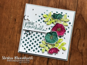 Stampin' Up! Oh So Eclectic Bundle , Embossing Paste, Dazzling Diamonds, 2017-2019 In-Colors, Rhinestones at Stampin' Hoot! Stesha Bloodhart for the Remarkable InkBig Blog Hop July #bloghop #stampinup #ohsoeclectic #stampinhoot #papercrafts #cards