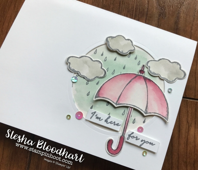 Weather Together Stamp Set and Coordinating Umbrella Weather Framelits Dies from Stampin' Up! Ideas at Stampin' Hoot! by Stesha Bloodhart, Independent Stampin' Up! Demonstrator, lots of Paper Crafts Ideas - Cards, Scrapbook Pages and 3-D Items. #stampinup #stampinupcards #stampinupdemonstrator #cards #papercrafts, #rubberstamps #handmadecards #cardstock #handstamped #diy #cardmaking #imadethis #crafty #directsales #stesha #watercolor #coloring #stampsinksdies @stampinup