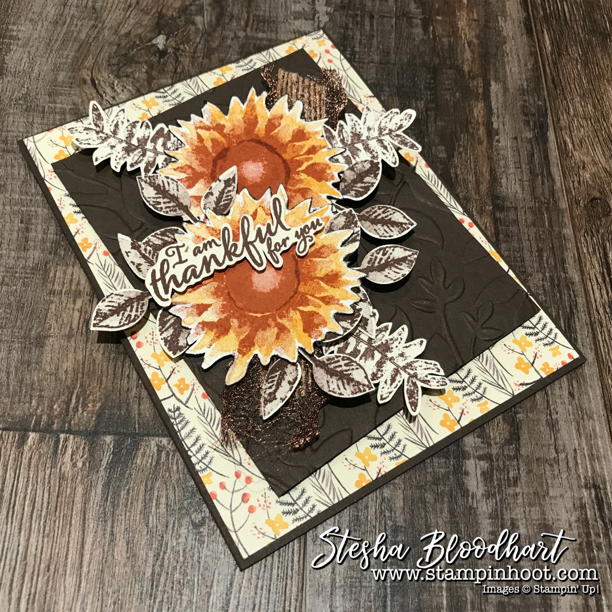 Painted Harvest Bundle by Stampin' Up! Sneak Peek of Thank You Cards designs by Stesha Bloodhart, Stampin' Hoot! #paintedharvest #thankyoucards #handmadecards #cardmaking #stampinup #falldecor #sunflowers #stampinhoot #demonstrator