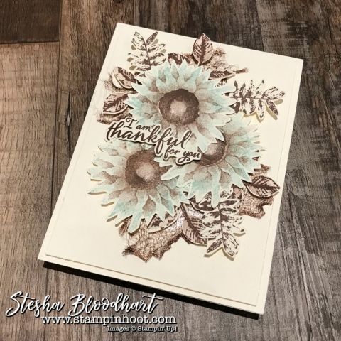 Painted Harvest Bundle by Stampin' Up! Sneak Peek of Thank You Cards designs by Stesha Bloodhart, Stampin' Hoot! #paintedharvest #thankyoucards #handmadecards #cardmaking #stampinup #sunflowers #stampinhoot #demonstrator