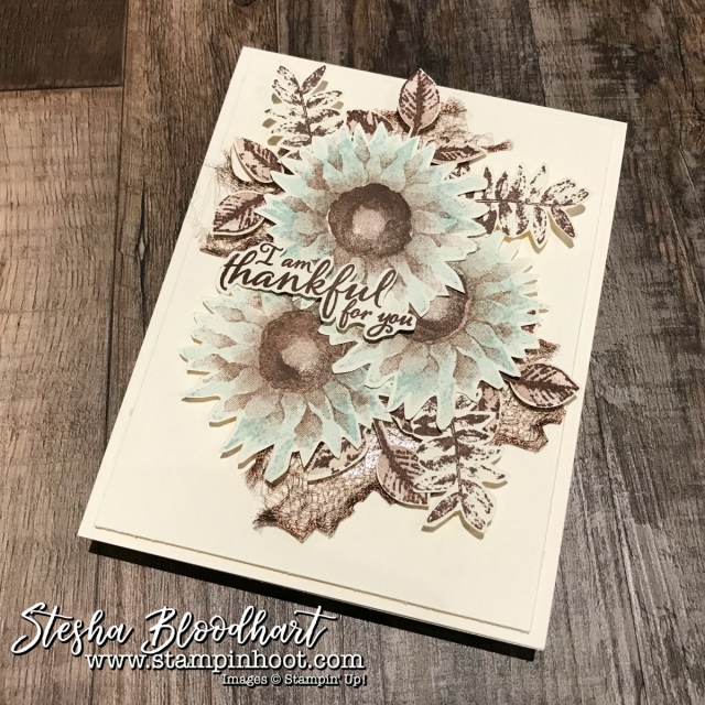 Painted Harvest Bundle by Stampin' Up! Sneak Peek of Thank You Cards designs by Stesha Bloodhart, Stampin' Hoot! #paintedharvest #thankyoucards #handmadecards #cardmaking #stampinup #sunflowers #stampinhoot #demonstrator
