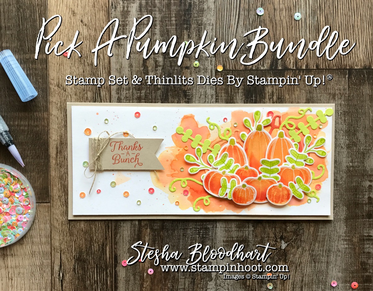Pick A Pumpkin Bundle by Stampin' Up! Played Perfectly with Global Design Project 105 Color Challange Peekaboo Peach, Tangerine Tango and Lemon Lime Twist #GDP105 #pickapumpkin #stampinup #thankyoucard #cardmaking #pumpkincard