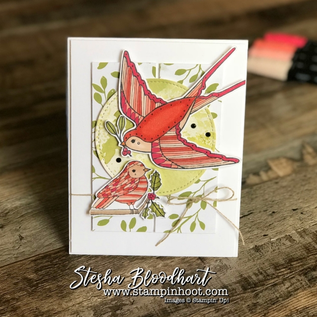 Cheery Chirps Stamp Set by Stampin' Up! in the 2017 Holiday Catalog used for Global Design Project 110 Sketch Challenge #GDP110 #steshabloodhart #stampinhoot