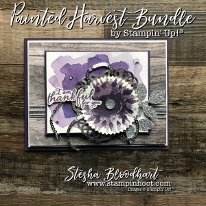 Painted Harvest Bundle by Stampin' Up! Takes a Spin with Elegant Eggplant and Sparkly Silver. Details at Stampin' Hoot! Stesha Bloodhart #paintedharvest #eleganteggplant