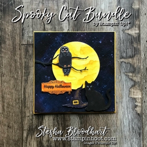 Spooky Cat Bundle from the Stampin' Up! 2017 Holiday Catalog for the Stamp Review Crew Blog Hop, Details at Stampin' Hoot! Created by Stesha Bloodhart #stampinup #2017holidaycatalog #spookycatbundle #spookycat #watercolor #halloweencard #papercrafts #cardmaking