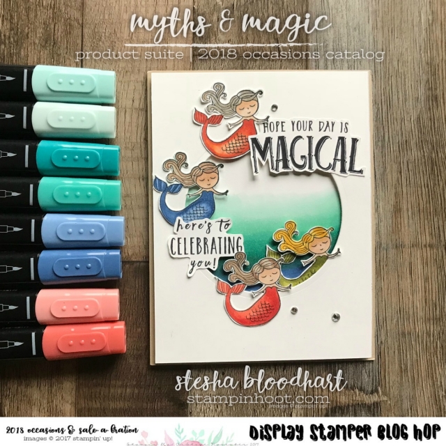 Myths & Magic Suite of Product from the 2018 Occasions Catalog for the Onstage 2017 Display Stamper Blog Hop Card Created by Stesha Bloodhart, Stampin' Hoot! #steshabloodhart #stampinhoot #mythsandmagic #ONSTAGE2017 #displaystamperbloghop