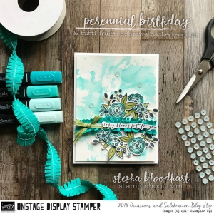 Perennial Birthday Stamp Set from the 2018 Occasions Catalog From Stampin' Up! for the OnStage 2017 Display Stampers Blog Hop #onstage2017 #displaystampersbloghop #stampinhoot #steshabloodhart