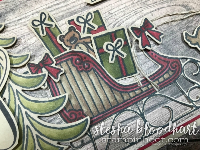 Santa's Sleigh Photopolymer Stamp Set and Coordinating Framelits for Global Design Project 115 Theme Challenge, Christmas Joy. Card created by Stesha Bloodhart, Stampin' Hoot! #gdp115 #steshabloodhart #stampinhoot #santassleigh