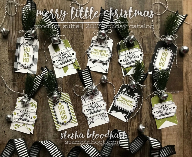 Merry Little Christmas Gift Tags for the Remarkable InkBig Blog Hop November 2017 created by Stesha Bloodhart, Stampin' Hoot! #steshabloodhart #stampinhoot #merrylittlechristmas #christmastags
