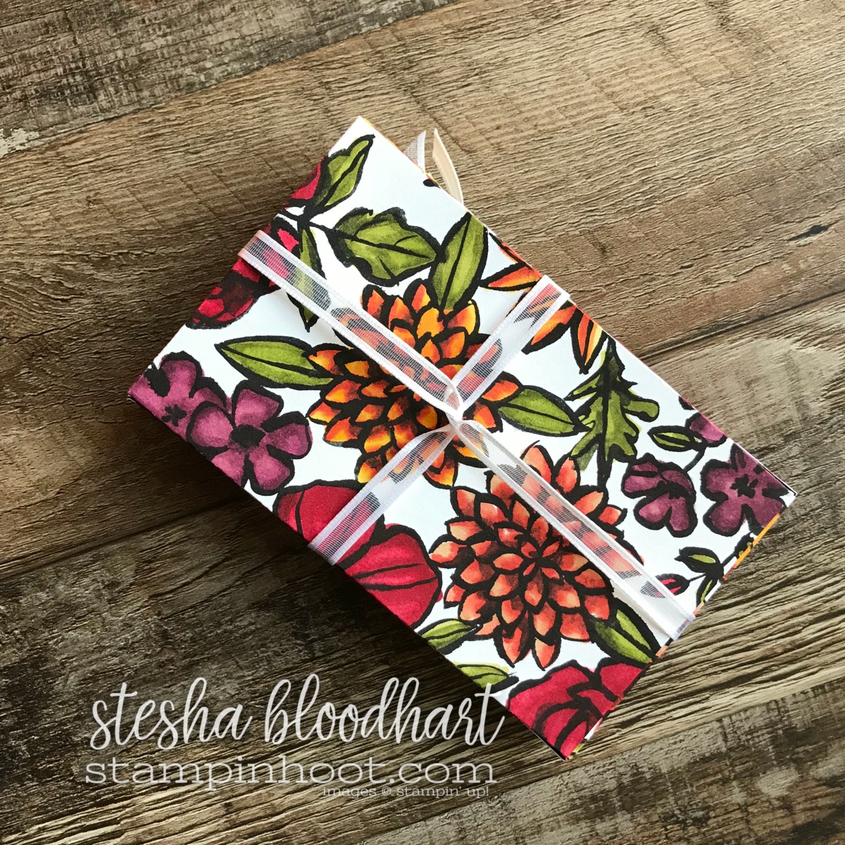 Petal Passion Designer Series Paper Colored with Stampin' Blends Premier Alcohol Markers. Box Created with Lots to Love Box Framelits Dies. #stampinhoot #steshabloodhart #lotstolove #petalpassion #stampinblends