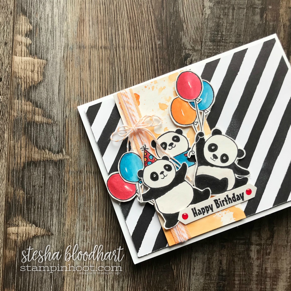 Party Pandas Level 1 Sale-A-Bration Stamp Set by Stampin' Up! Birthday Card created by Stesha Bloodhart, Stampin' Hoot! #steshabloodhart #stampinhoot