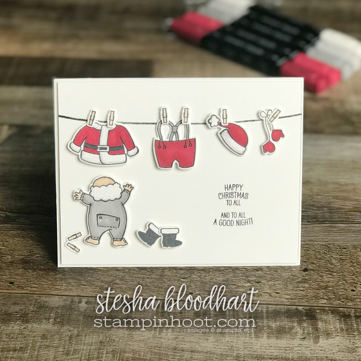 Santa's Suit Photopolymer Bundle by Stampin' Up! Retiring 2017 Holiday Catalog January 2, 2018 Card Created for TGIFC Last Minute Santa by Stesha Bloodhart, Stampin' Hoot! #tgifc139 #steshabloodhart #stampinhoot