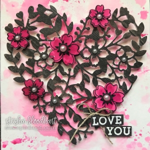 Bloomin' Hearts Thinlits Dies and Bloomin' Love Stamp Set by Stampin' Up! for the #tgifc146 Sketch Challenge. Card Created by Stesha Bloodhart, Stampin' Hoot! #stampinhoot #steshabloodhart