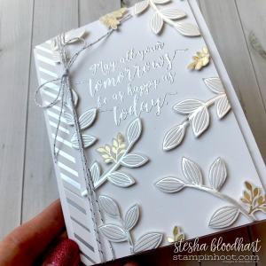 Springtime Foils Designer Series Paper FREE 2018 Sale-a-Bration Item with a $50 Purchase. Card created by Stesha Bloodhart, Stampin' Hoot! #steshabloodhart #stampinhoot