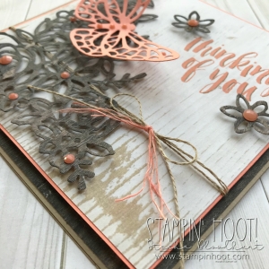 #tgifc160 Thinking of You Card with Wood Texture DSP & Springtime Impressions Thinlits Dies #steshabloodhart #stampinhoot