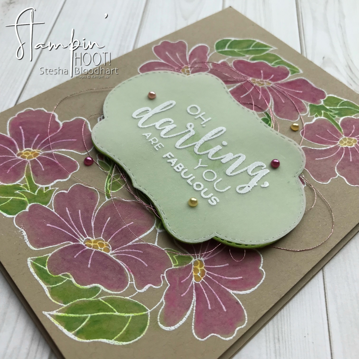 Blended Seasons Bundle by Stampin' Up! Heat Embossed Card created by Stesha Bloodhart, Stampin' Hoot! #tgifc169 #steshabloodhart #stampinhoot 