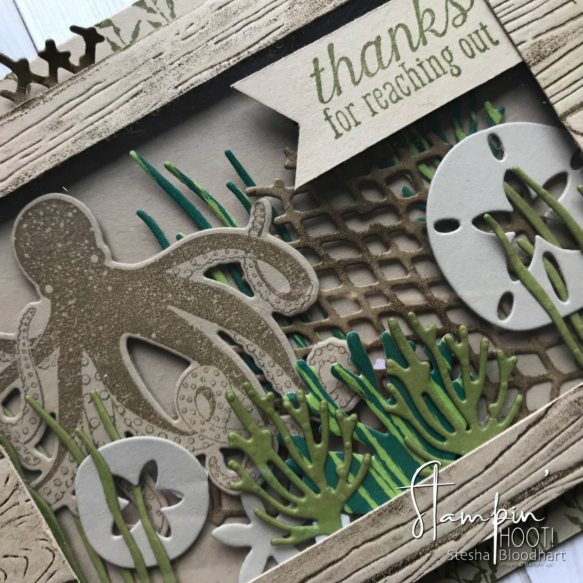 Sea of Textures Bundle by Stampin' Up! for the Stamp Review Crew Design Team Blog Hop. Thank You Card Created by Stesha Bloodhart, Stampin' Hoot! #steshabloodhart #stampinhoot