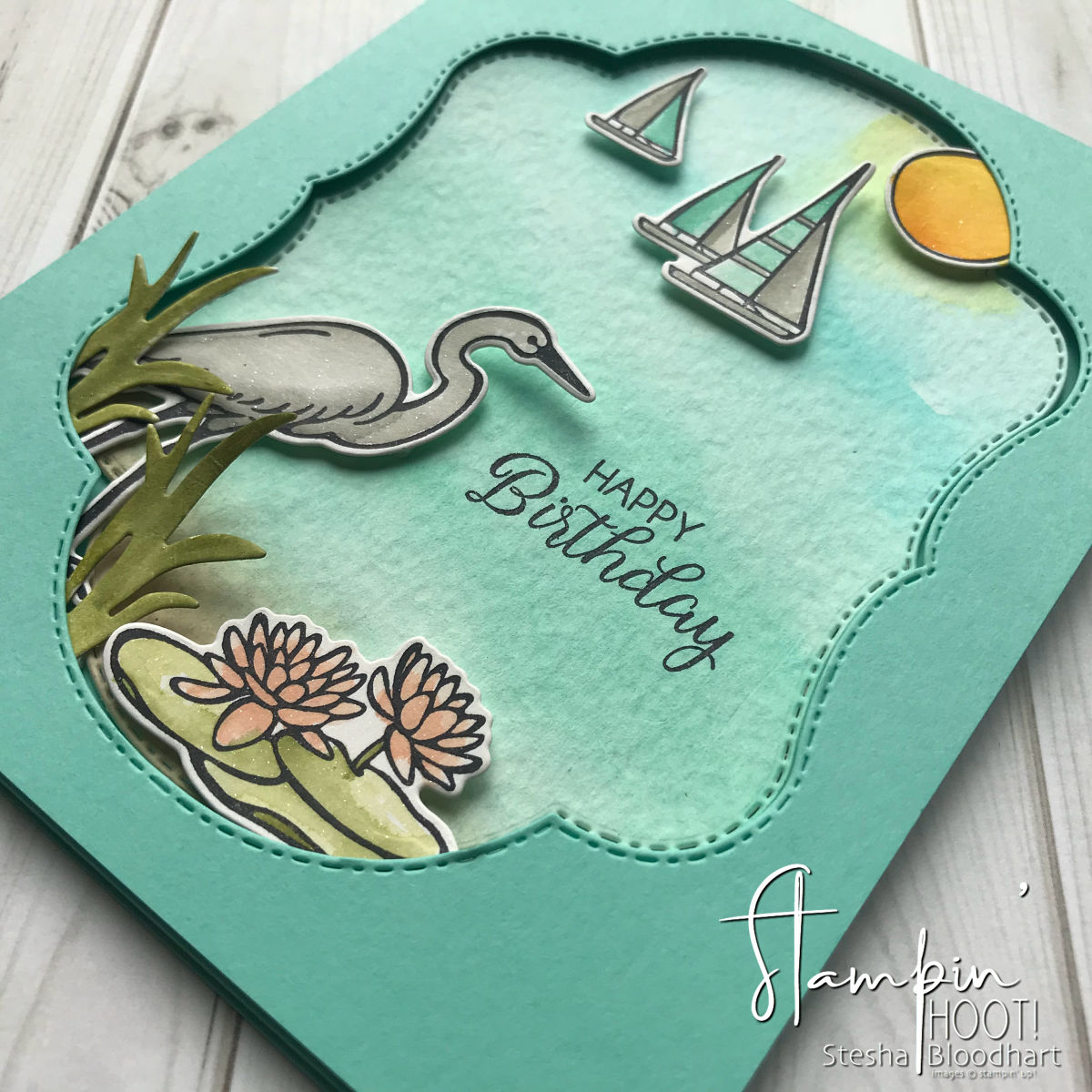 Lilypad Lake Bundle by Stampin' Up! Handmade Birthday Card created by Stesha Bloodhart, Stampin' Hoot! for Pals Blog Hop August 2018 #steshabloodhart #stampinhoot