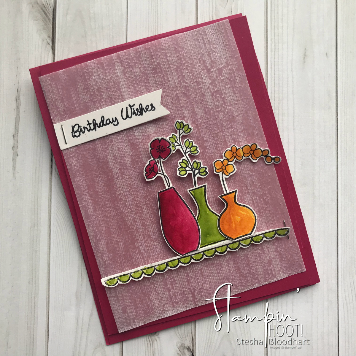 Varied Vases Bundle by Stampin' Up! Mary Fish Million Dollar Stamp Set Birthday Card by Stesha Bloodhart, Stampin' Hoot! #STESHABLOODHART #STAMPINHOOT Stamp Review Crew