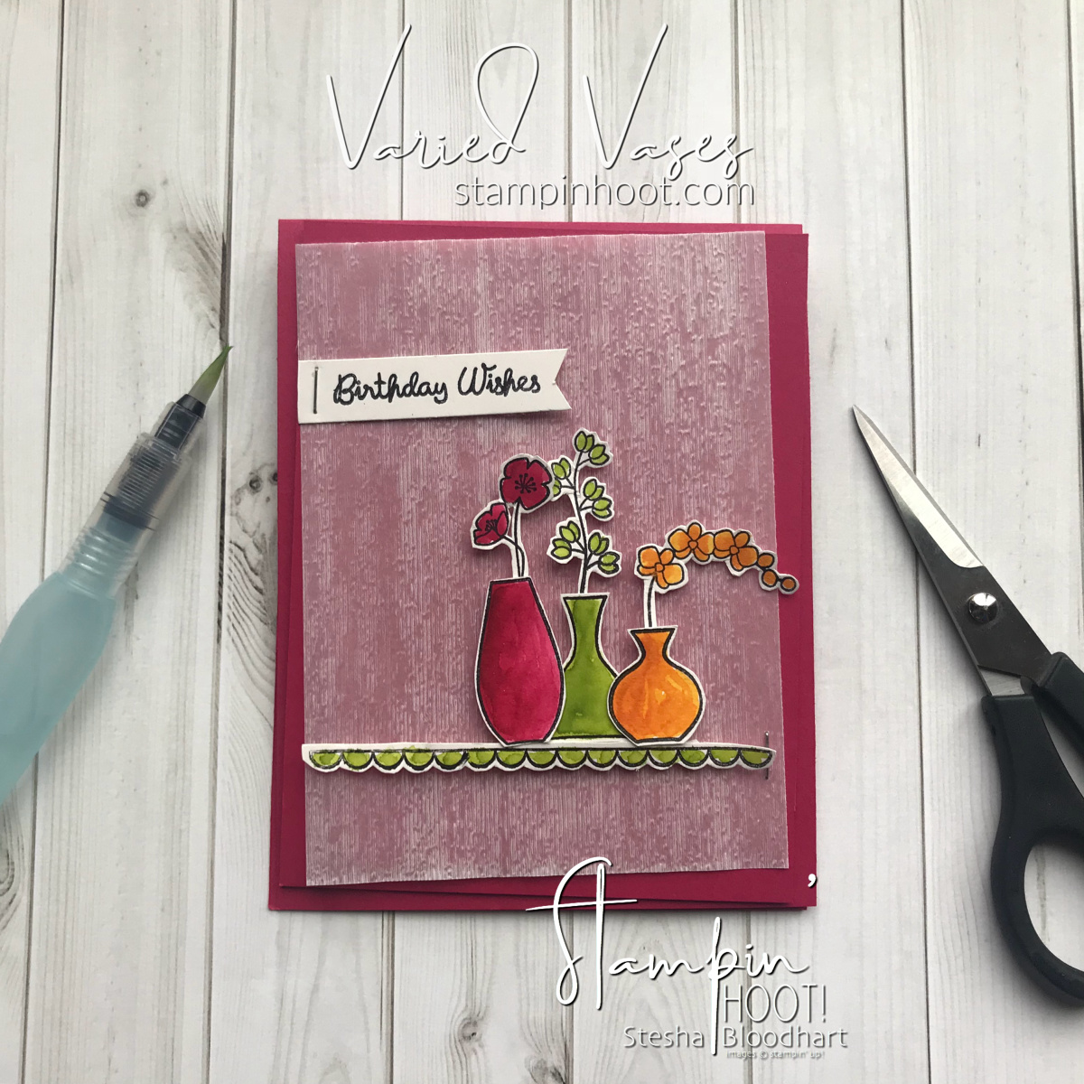 Varied Vases Bundle by Stampin' Up! Mary Fish Million Dollar Stamp Set Birthday Card by Stesha Bloodhart, Stampin' Hoot! #STESHABLOODHART #STAMPINHOOT Stamp Review Crew