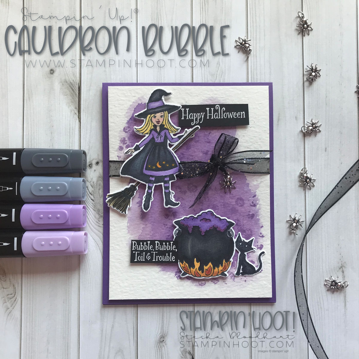 Cauldron Bubble Bundle by Stampin' Up! from the 2018 Holiday Catalog. Handmade Halloween Card by Stesha Bloodhart, Stampin' Hoot! #steshabloodhart #stampinhoot