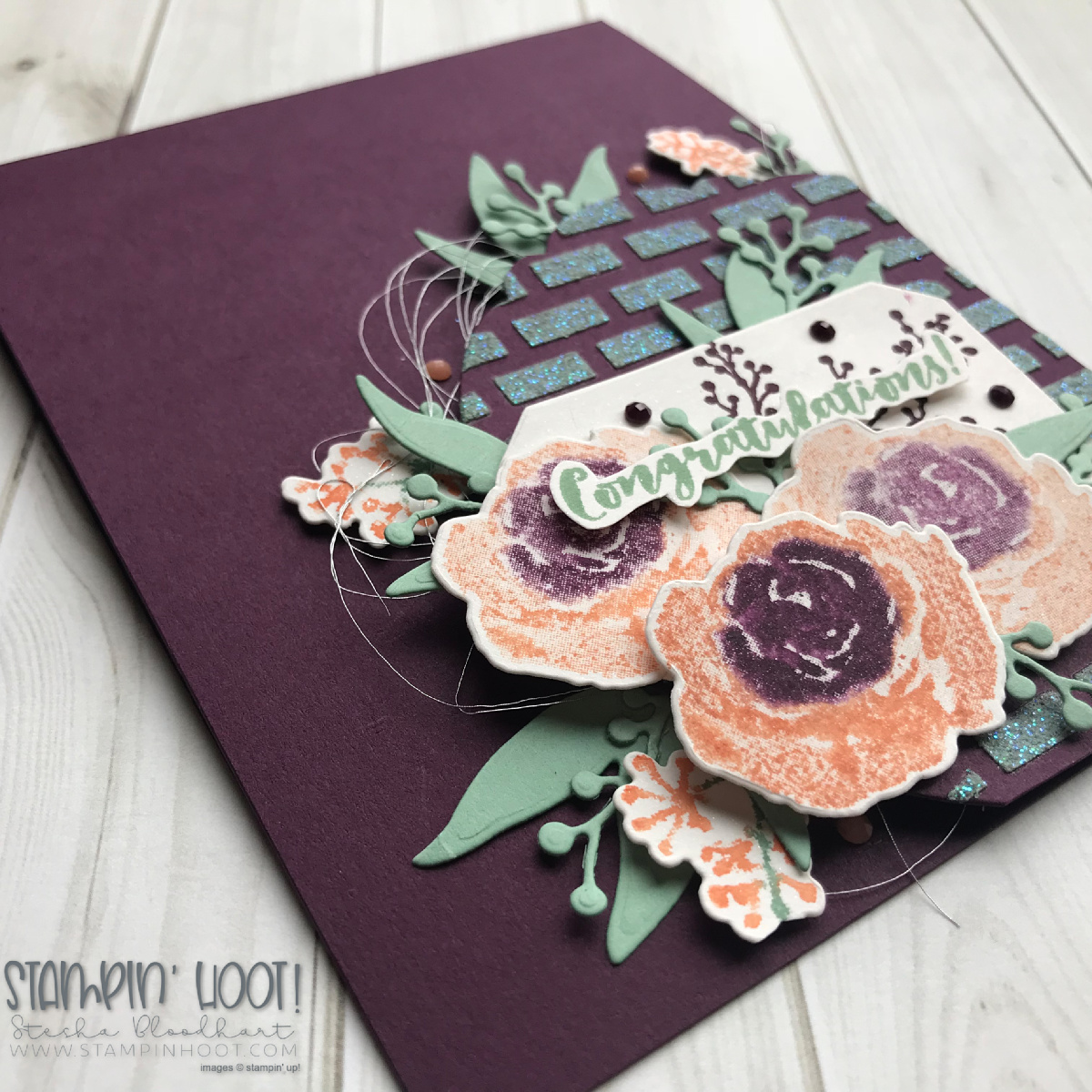 First Frost Bundle by Stampin' Up! Handmade Congratulations Card by Stesha Bloodhart, Stampin' Hoot! for #gdp157 Color Challenge. #steshabloodhart #stampinhoot