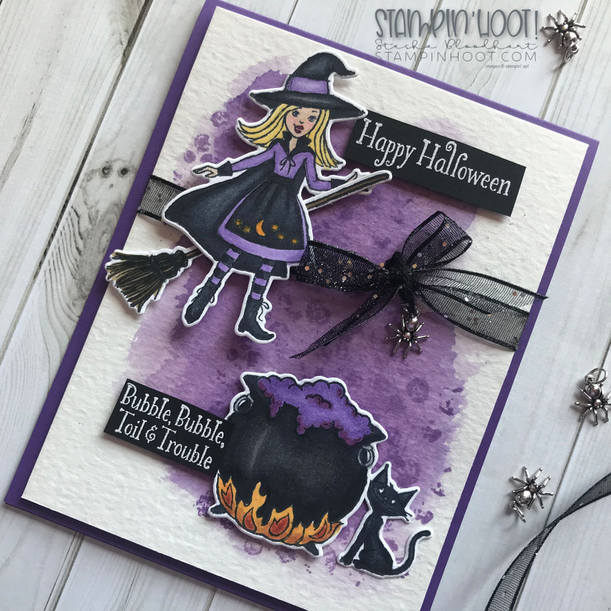 Couldron Bubble Bundle by Stampin' Up! from the 2018 Holiday Catalog. Handmade Halloween Card by Stesha Bloodhart, Stampin' Hoot! #steshabloodhart #stampinhoot