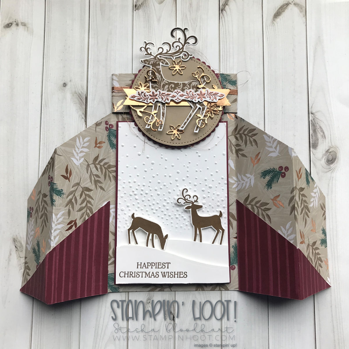 Dashing Deer Bundle by Stampin' Up! Christmas Gatefold Card for the Pals Wicked Folds Blog Hop created by Stampin' Hoot! Stesha Bloodhart #stampinhoot #steshabloodhart