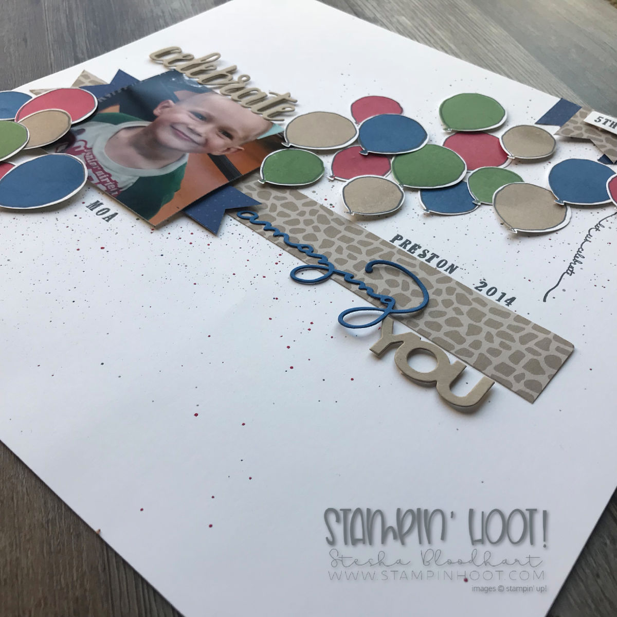 Celebrate Amazing You Scrapbook Page for the Scrapbooking Global Blog Hop October 2018 Scrapbook Page by Stesha Bloodhart, Stampin' Hoot!