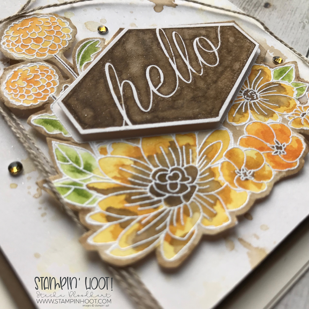 Accented Blooms Stamp Set by Stampin' Up! Hello Card by Stesha Bloodhart, Stampin' Hoot! #steshabloodhart #stampinhoot
