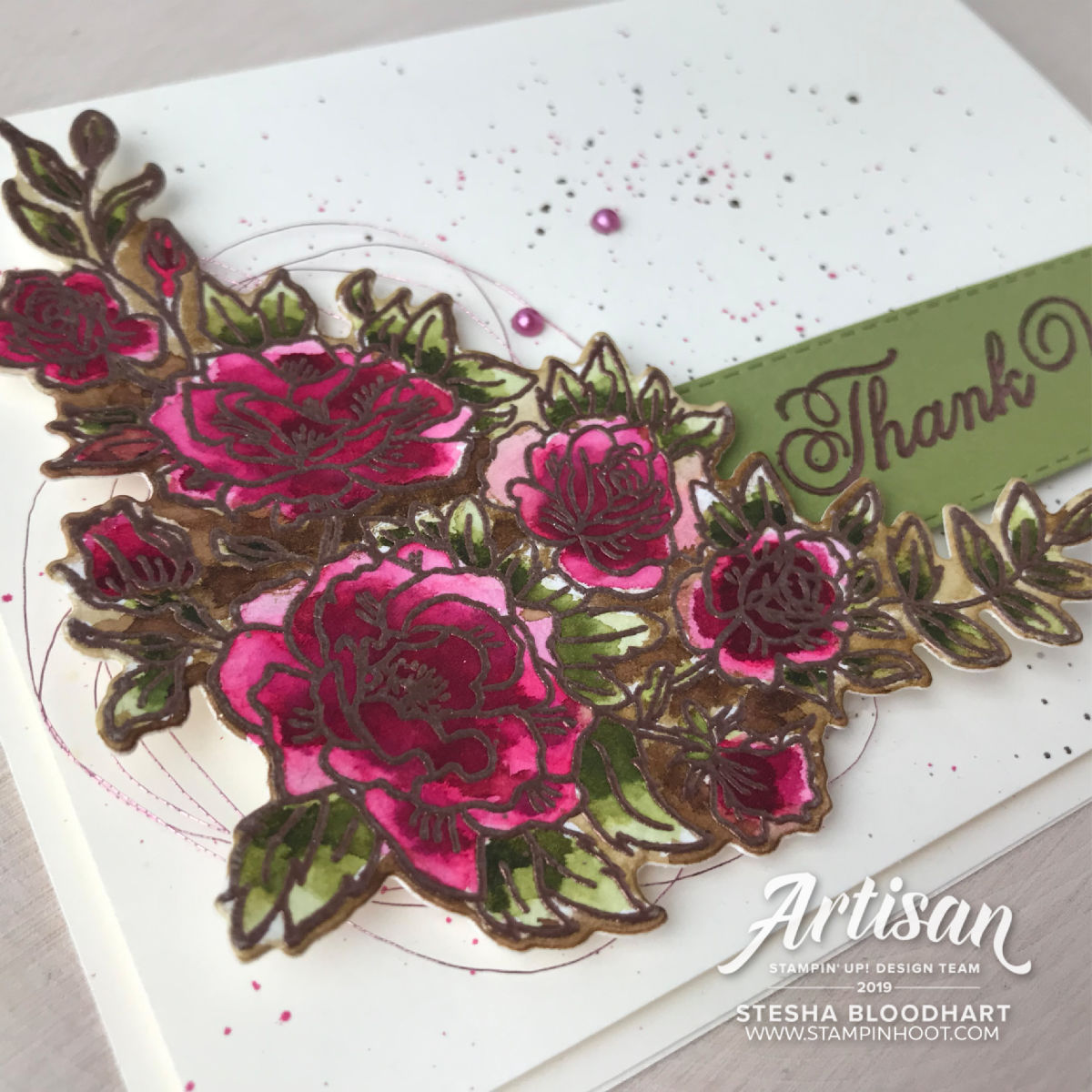 Climbing Roses Bundle by Stampin' Up! Thank You Card created by Stesha Bloodhart, Stampin' Hoot! #stampinhoot #steshabloodhart #2019artisan