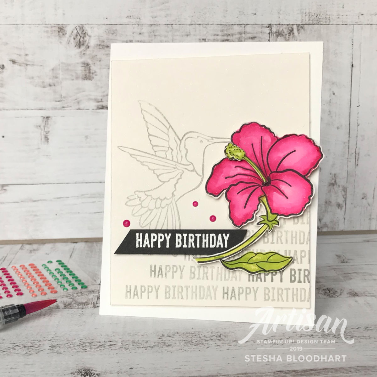 Humming Along and Itty Bitty Birthdays Cling Stamp Sets by Stampin' Up! Card Created by Artisan Stesha Bloodhart, Stampin' Hoot! for the #tgifc193 Color Challenge