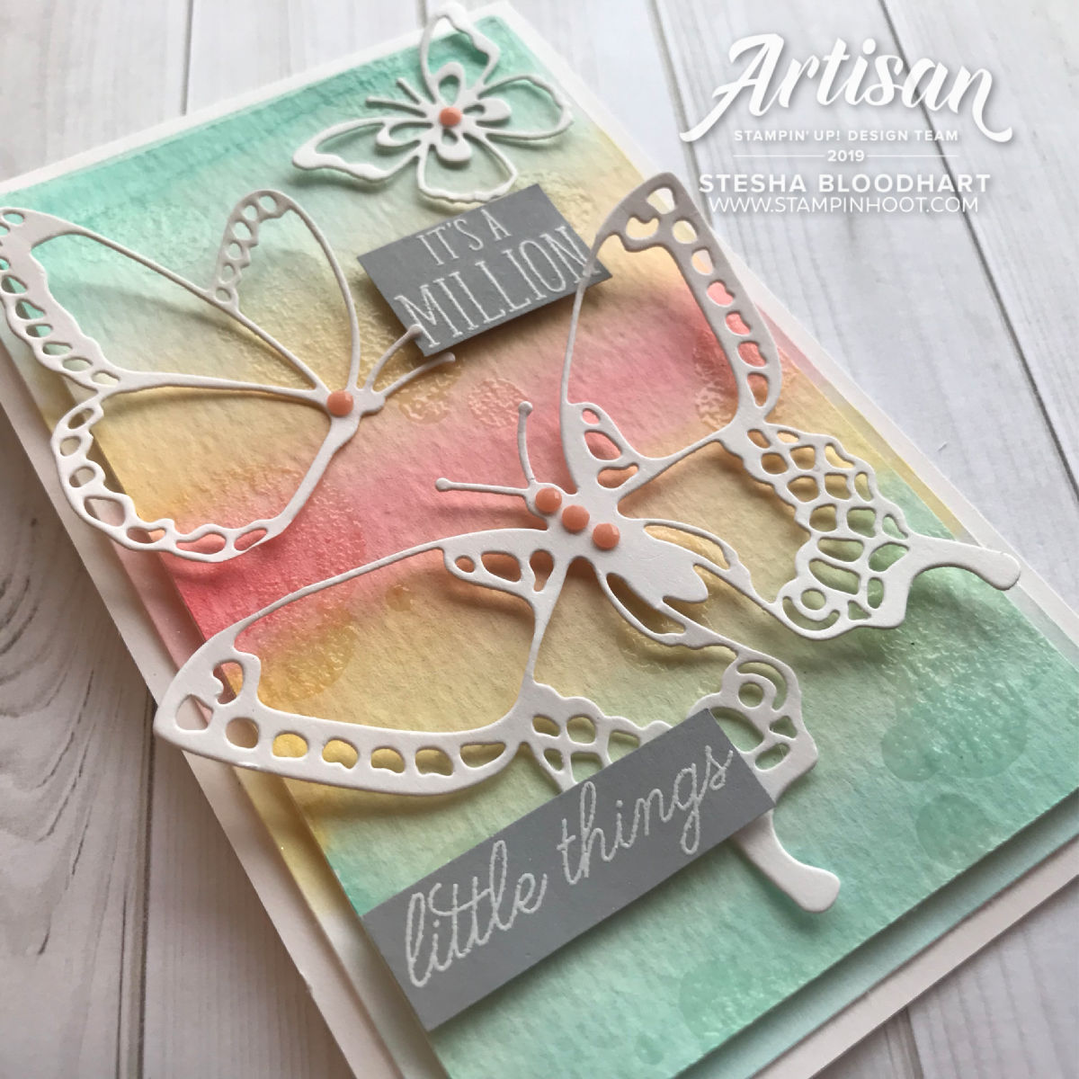 Beauty Abounds Bundle by Stampin' Up! Pastel Butterfly Card by Stesha Bloodhart, Stampin' Hoot! Stamp Review Crew(1)