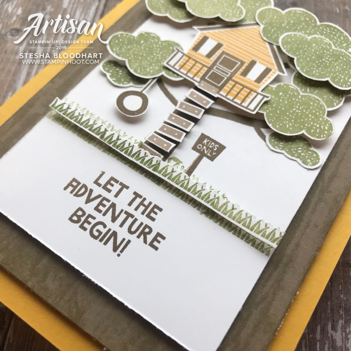 Treehouse Adventure Stamp Set by Stampin' Up! Card created by Stesha Bloodhart, Stampin' Hoot! #steshabloodhart #stampinhoot