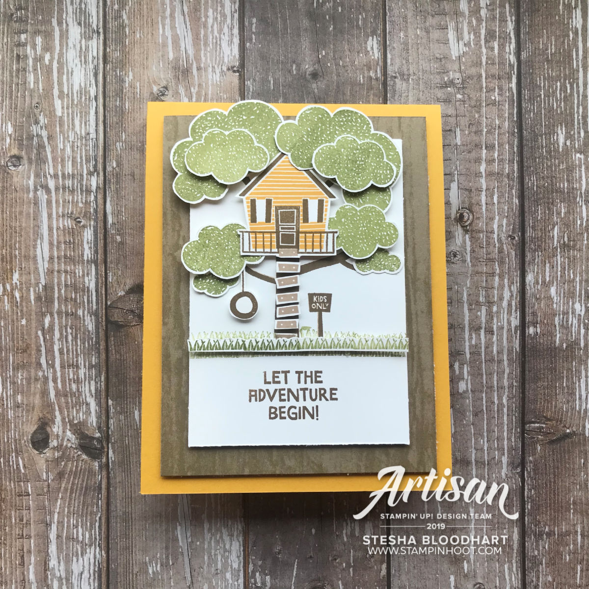Treehouse Adventure Stamp Set by Stampin' Up! Card created by Stesha Bloodhart, Stampin' Hoot! #steshabloodhart #stampinhoot