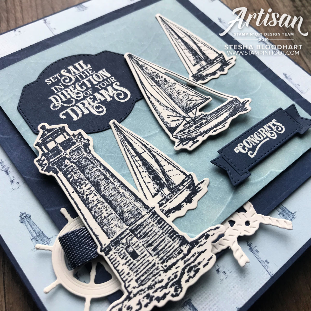 Sailing Home Bundle from Stampin' Up! Graduation card created by Stesha Bloodhart, Stampin' Hoot for Stamp Review Crew #stampinup
