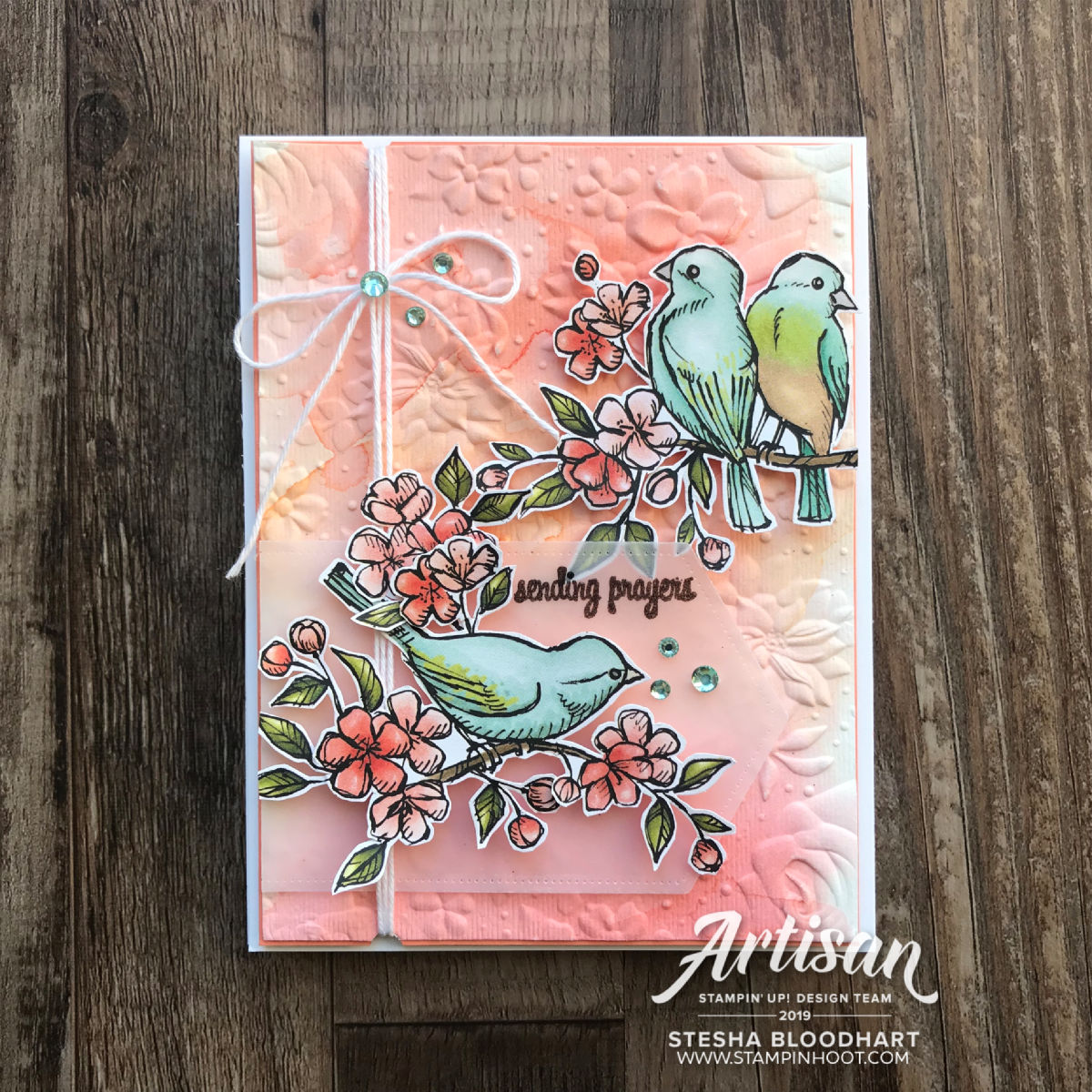 Country Floral 3D Embossing Folder & Bird Ballad Designer Series Paper by Stampin' Up! Card created by 2019 Artisan Stesha Bloodhart, Stampin' Hoot!
