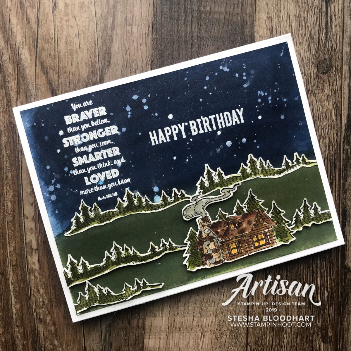 Create this card using the Rustic Retreat Stamp Set from Stampin' Up! Card by Stesha Bloodhart, Stampin' Hoot! #steshabloodhart #stampinhoot