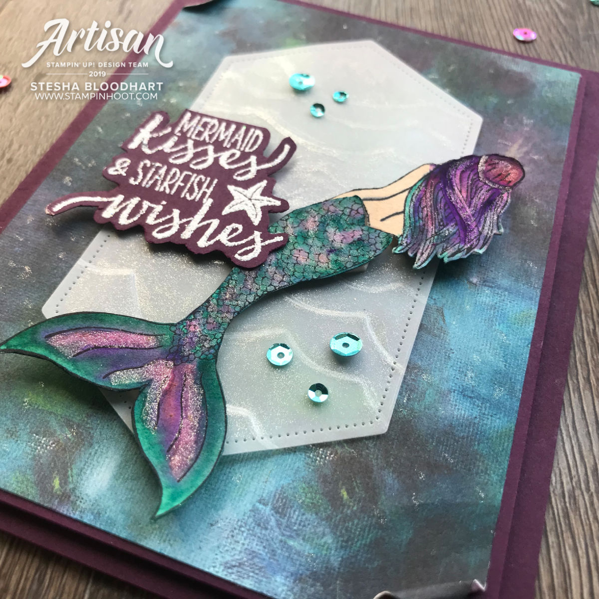 Perennial Essence Designer Series Paper and Magical Mermaid Stamp Set by Stampin' Up! Card by Stesha Bloodhart Stampin' Pretty for #tgifc230 Product Spotlight(1)