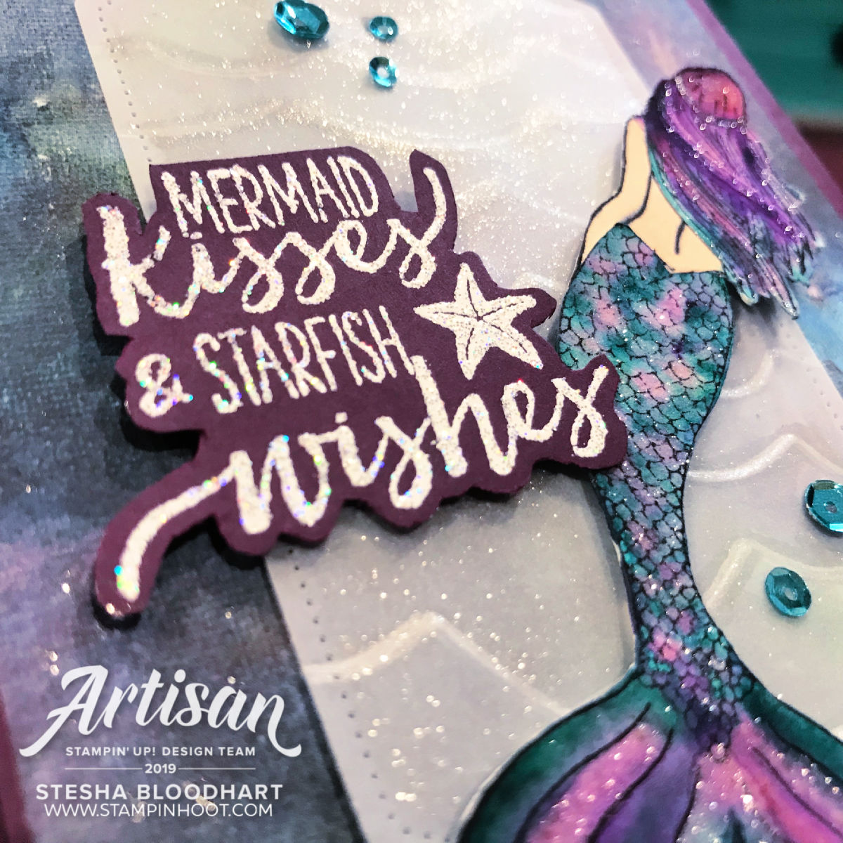 Perennial Essence Designer Series Paper and Magical Mermaid Stamp Set by Stampin' Up! Card by Stesha Bloodhart Stampin' Pretty for #tgifc230 Product Spotlight