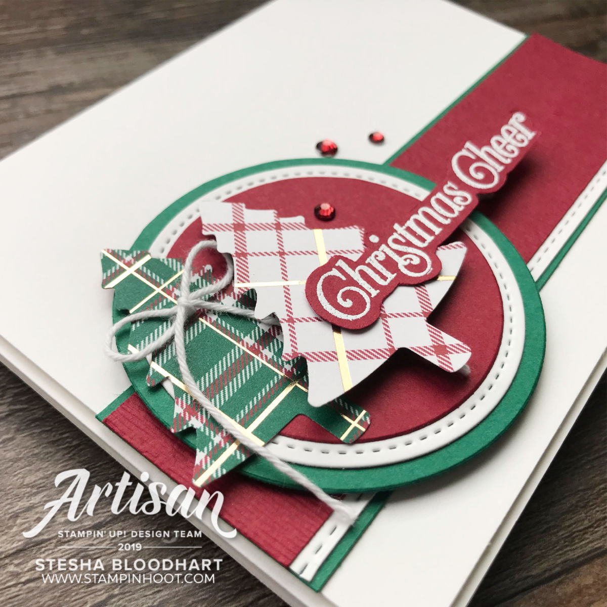 Perfectly Plaid Bundle by Stampin' Up! Christmas Card by Stesha Bloodhart, Stampin' Hoot!