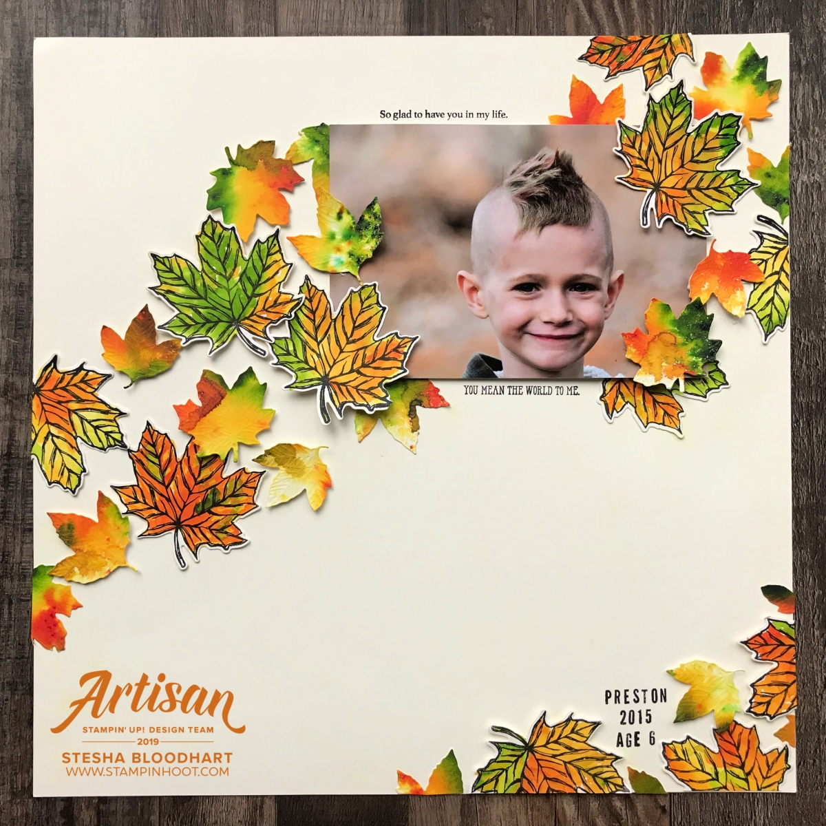 Artisan Design Team Blog Hop October 2019 - Gather Together Bundle - Scrapbook Page and Card Created by Stesha Bloodhart, Stampin' Hoot!