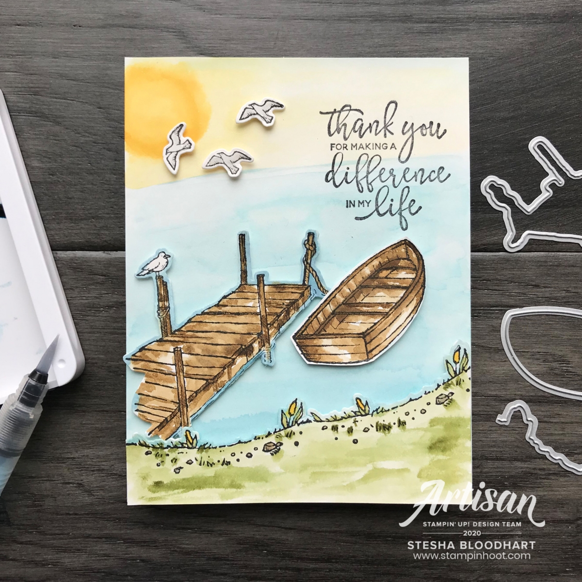 By the Dock Bundle from Stampin' Up! Card by Stesha Bloodhart, Stampin' Hoot!