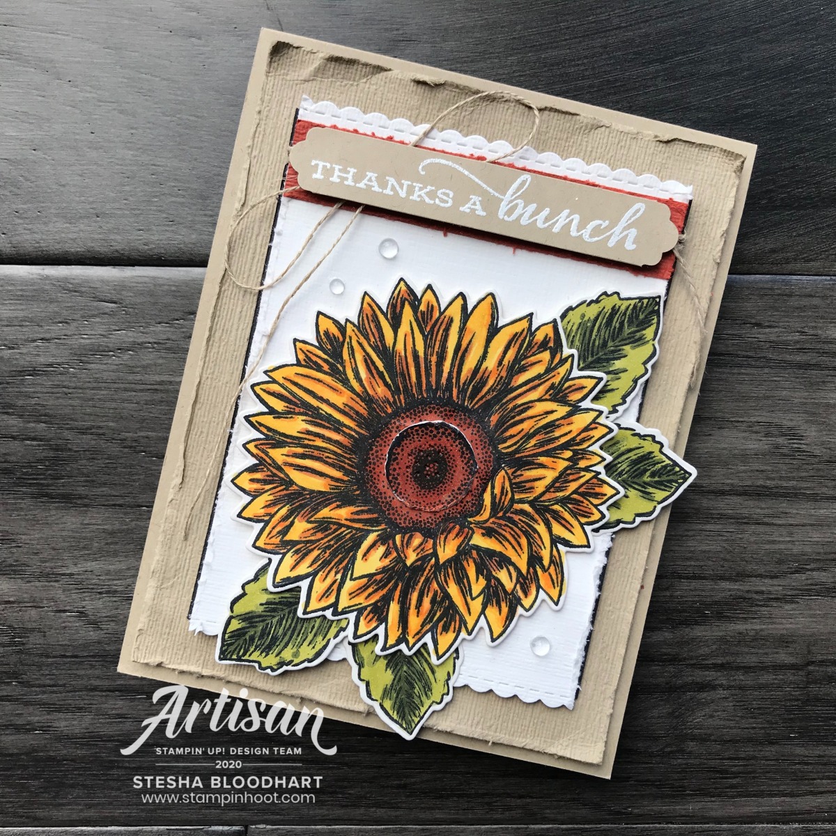 Celebrate Sunflowers Bundle and Jar of Flowers Bundle from Stampin' Up! Card by Stesha Bloodhart, Stampin' Hoot! June 2020 Artisan Blog Hop