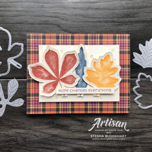 Love of Leaves Bundle and Plaid Tidings 6x6 Designer Series Paper from Stampin' Up! Card by Stesha Bloodhart, Stampin' Hoot!